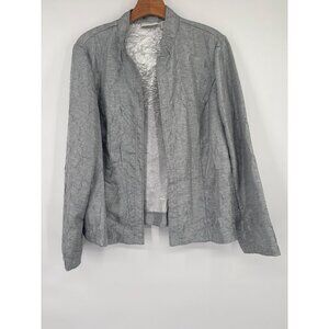 Chicos 2 womens silver Crinkle Textured Open Blazer  Jacket Size large